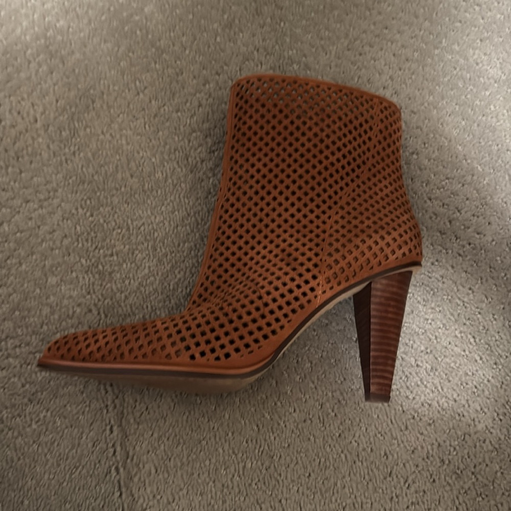 Women's Perforated Tan Ankle Boots